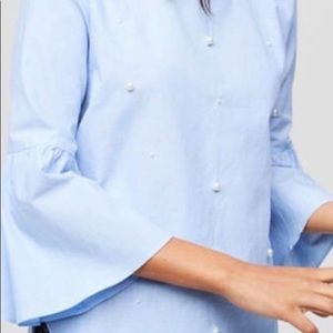 Loft Top. Large. Blue with white pearls.